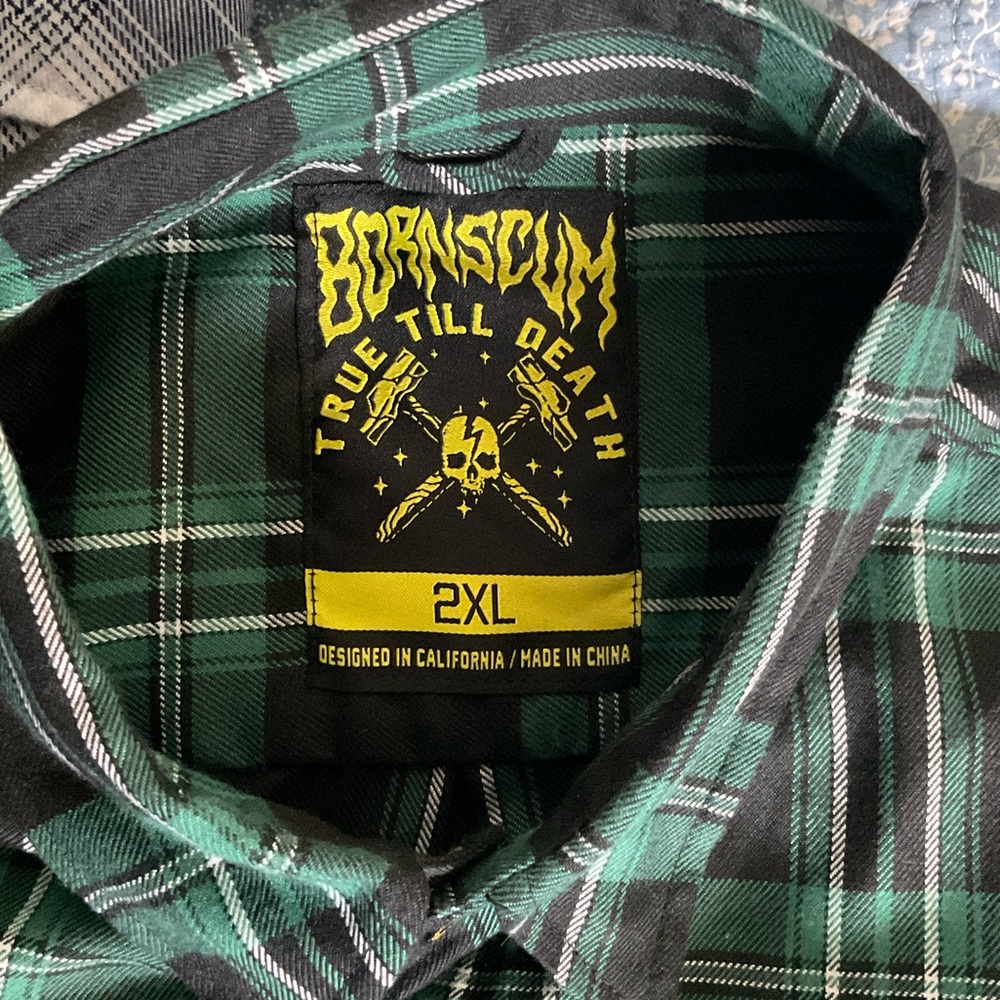 Green Plaid Casual Men's Shirt - 2XL